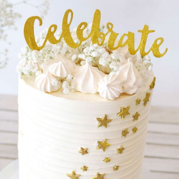 Cake Topper Celebrate Dorado